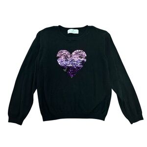 H&M Black Flip Sequin Heart Knit Sweater